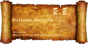 Rothman Bertold névjegykártya